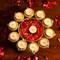 Urli Bowl Brass Finished Diya Shape Flower Decorative Urli Bowl for Floating Flowers Tea Light Candles Home Office Table Decor Diwali Decoration Indian Showpiece Items (10 Diyas)